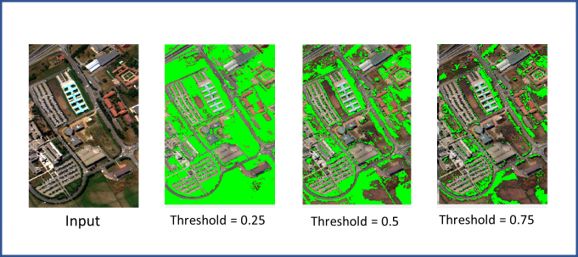 具有最高 NDVI 值的（最右側(cè)）圖像以綠色表示植被更健康、更茂密的區(qū)域。